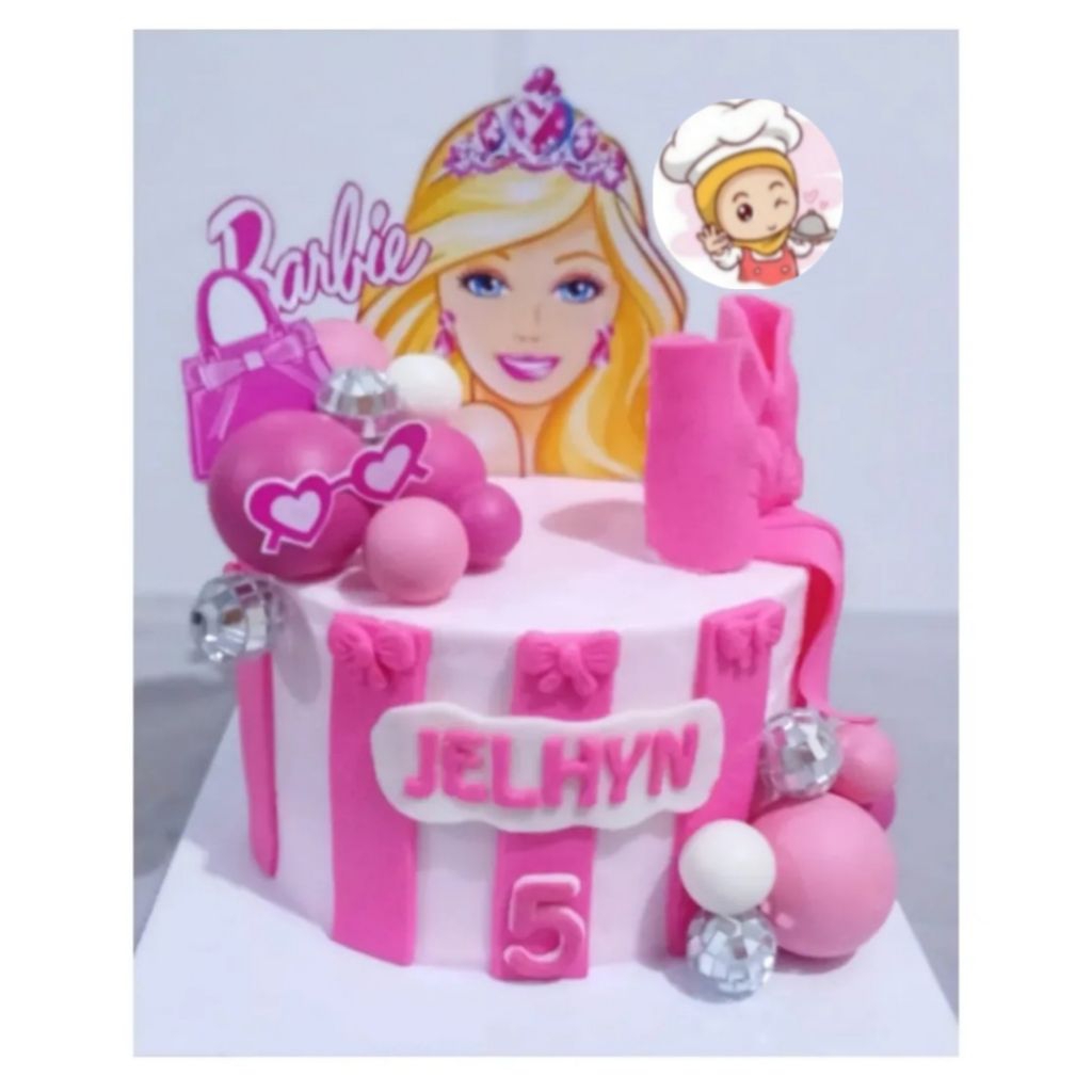 kue ultah anak perempuan / kue ulang tahun Barbie / Barbie Custom cake