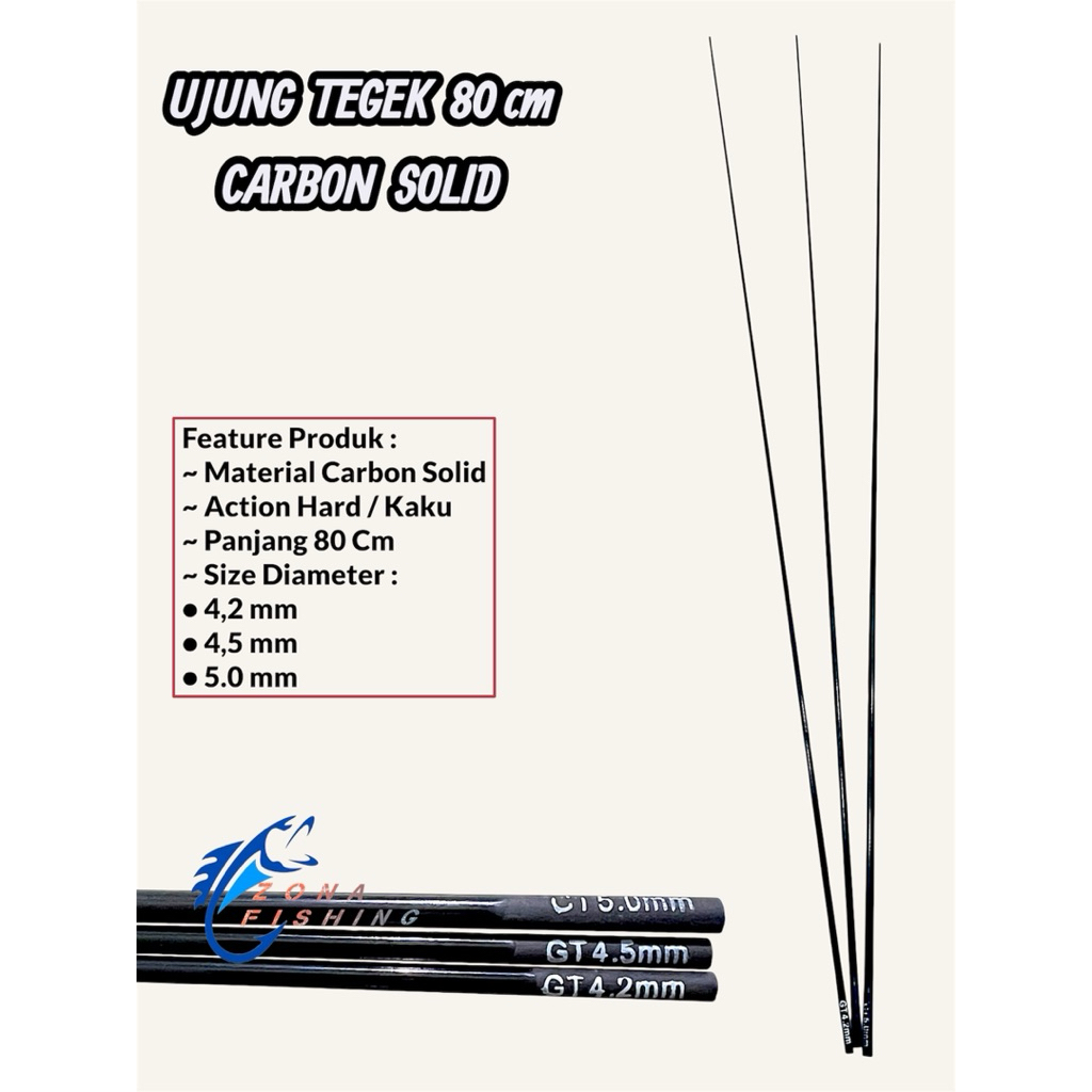 Ujung Tegek Carbon Solid 80 Cm Kaku
