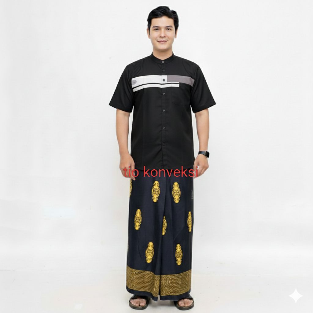 set sarko dewasa paket hemat sarung dan Koko..baju.Koko Yordan pendek _ sarung motif sarwon