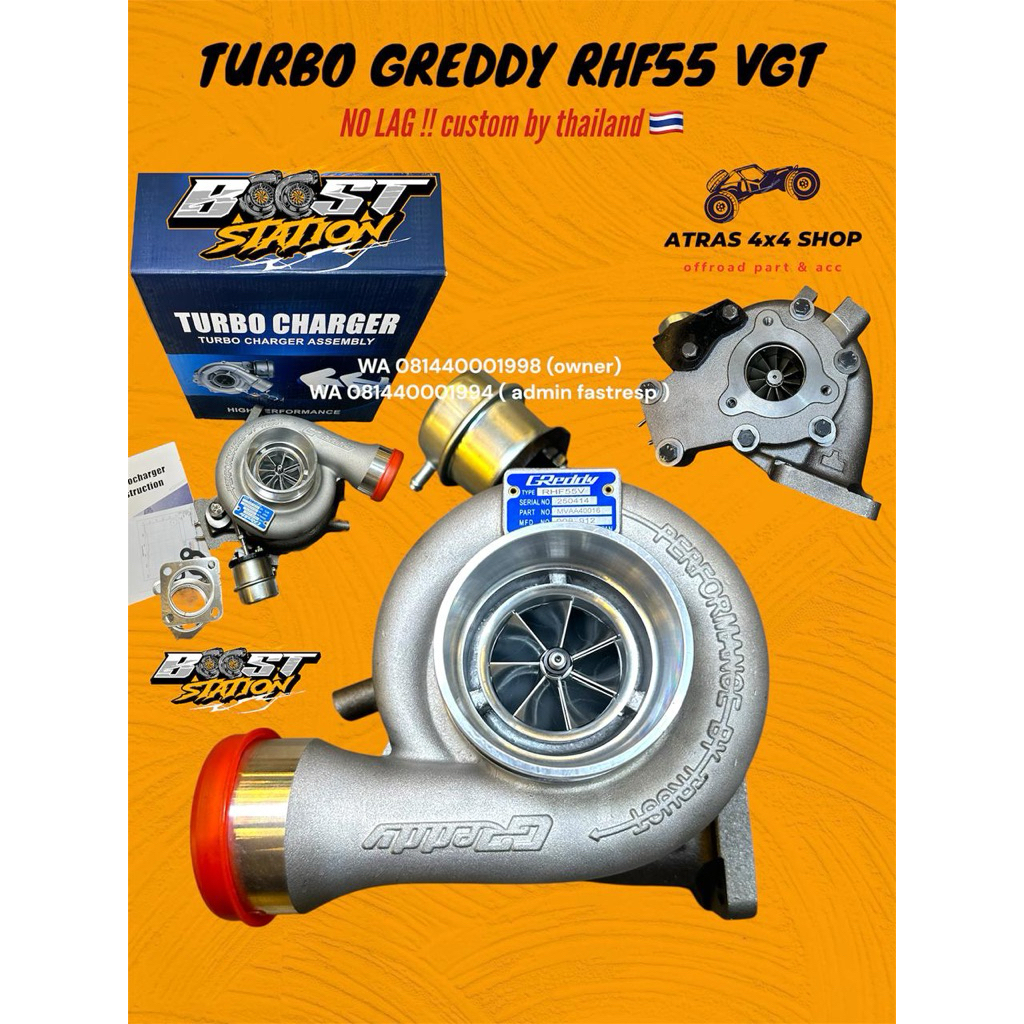 turbo F55 VGT NO LAG CUSTOM greddy gredy thailand pajero fortuner innova hilux hardtop 14BT universa