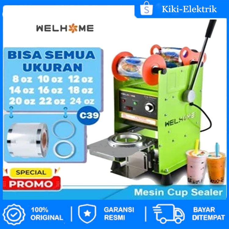 Welhome Sealing Machine Cup Sealer Press Plastik Mesin Press Gelas Plastik FREE LID PLASTIK