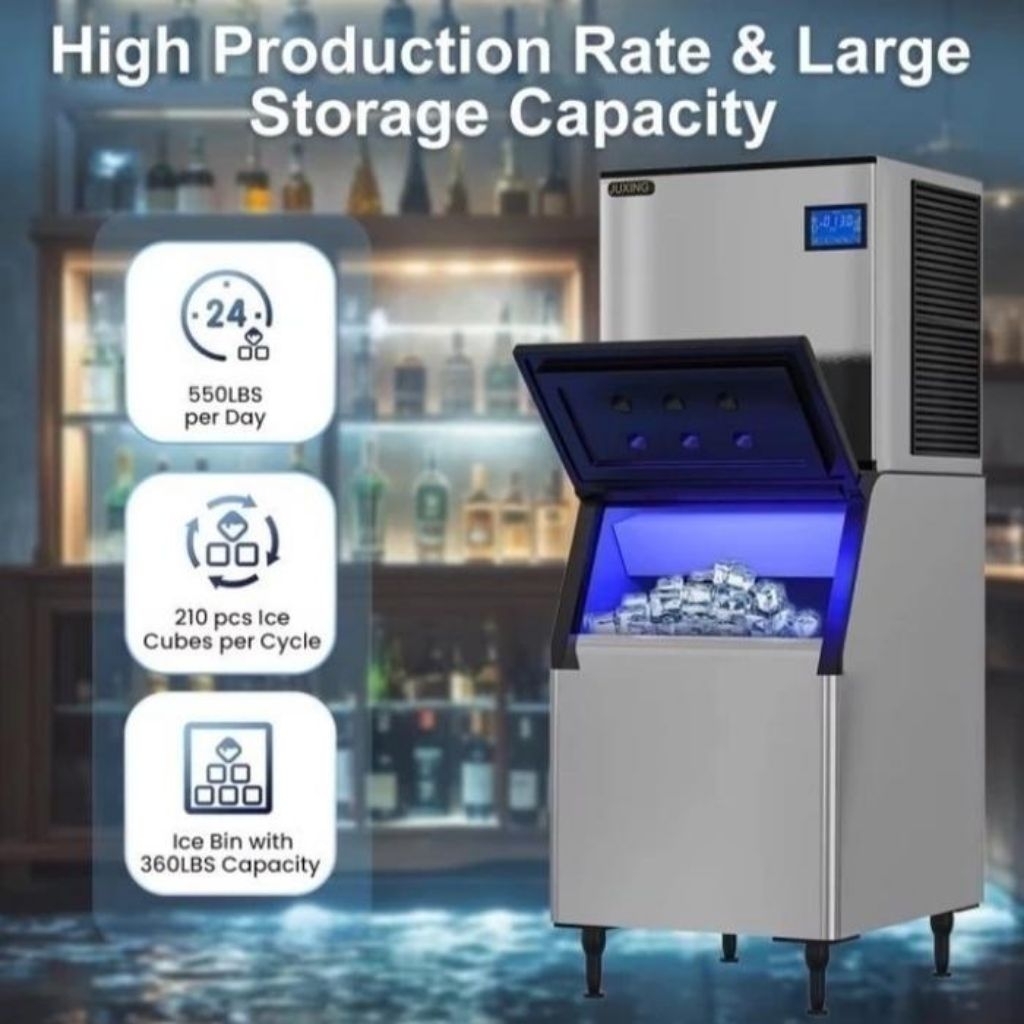 Iceler Mesin Es Batu Commercial Ice Maker 500Kg/24Jam Ice Cube Machine