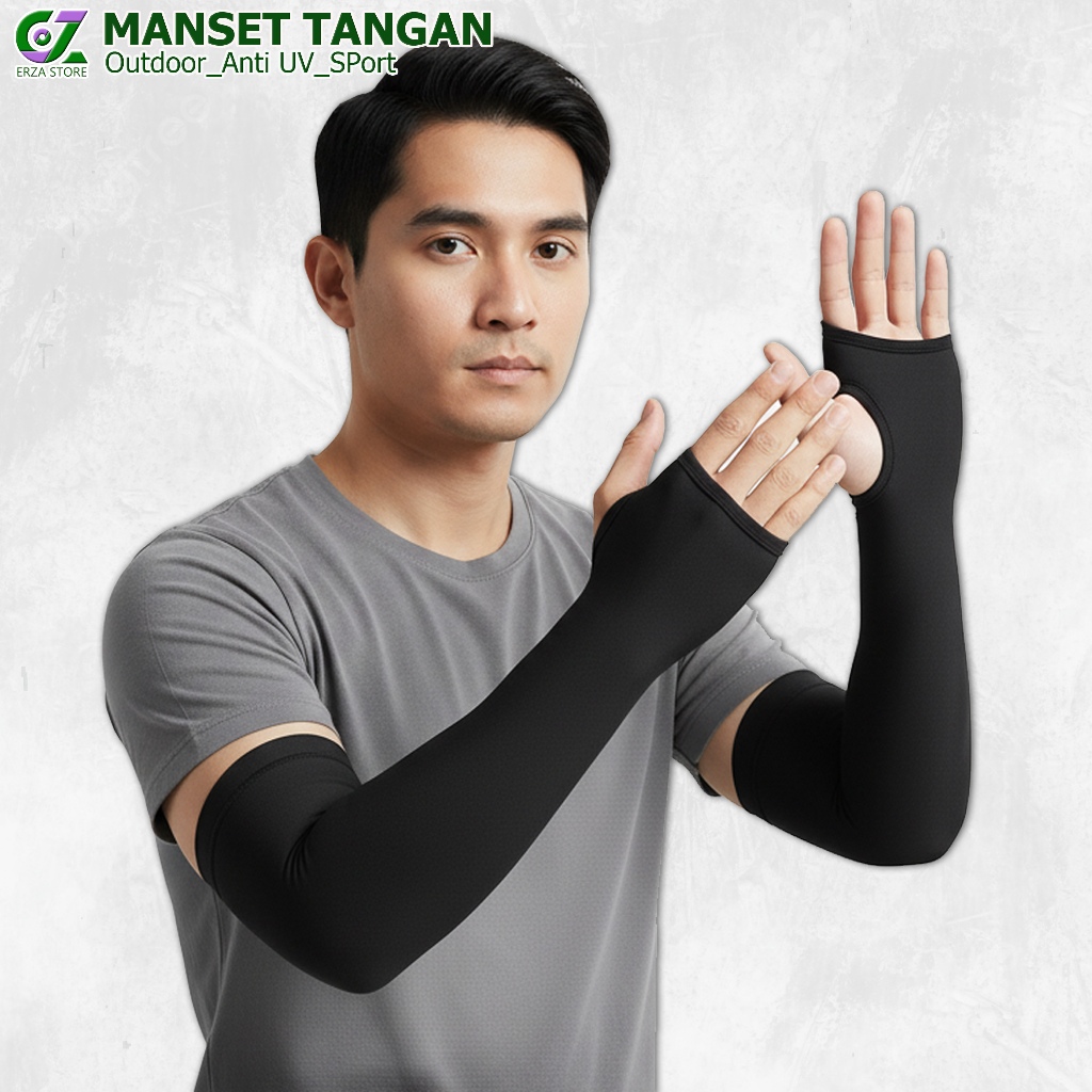 Arm Sleeve Manset Deker Tangan Panjang Pria Olahraga Bersepeda Basket Voli Futsal