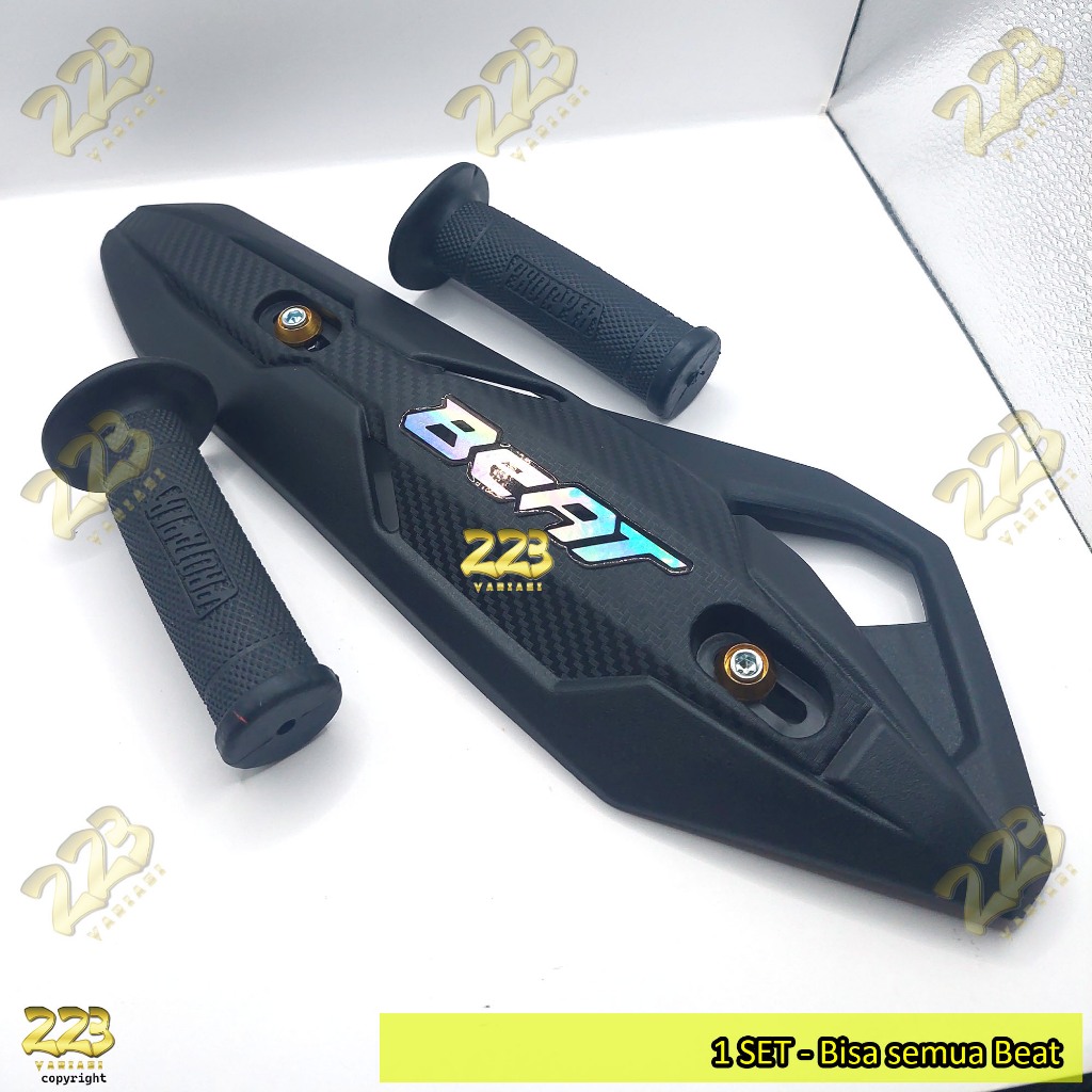 TUTUP COVER TAMENG KNALPOT BEAT FI 2013-2015 PAKET GRIP FREE BAUT+STIKER HOLOGRAM