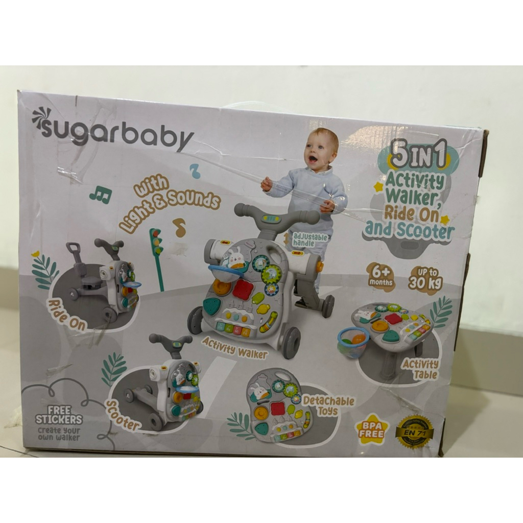 Sugar Baby 5 In 1 Activity Walker Push Walker