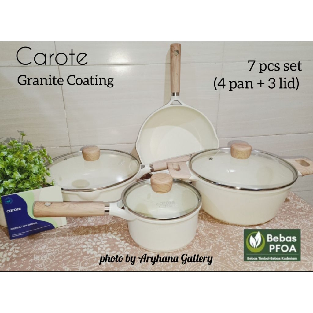 CAROTE Original Series Cozy Ice Set White 7 Pcs Granite Coating Warna Putih Anti Lengket