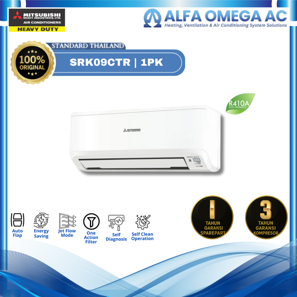 Mitsubishi AC Wall Mounted Split Standard 1 PK - SRK09CTR-S3 | AC Standard | Split Wall | Turbo Cool