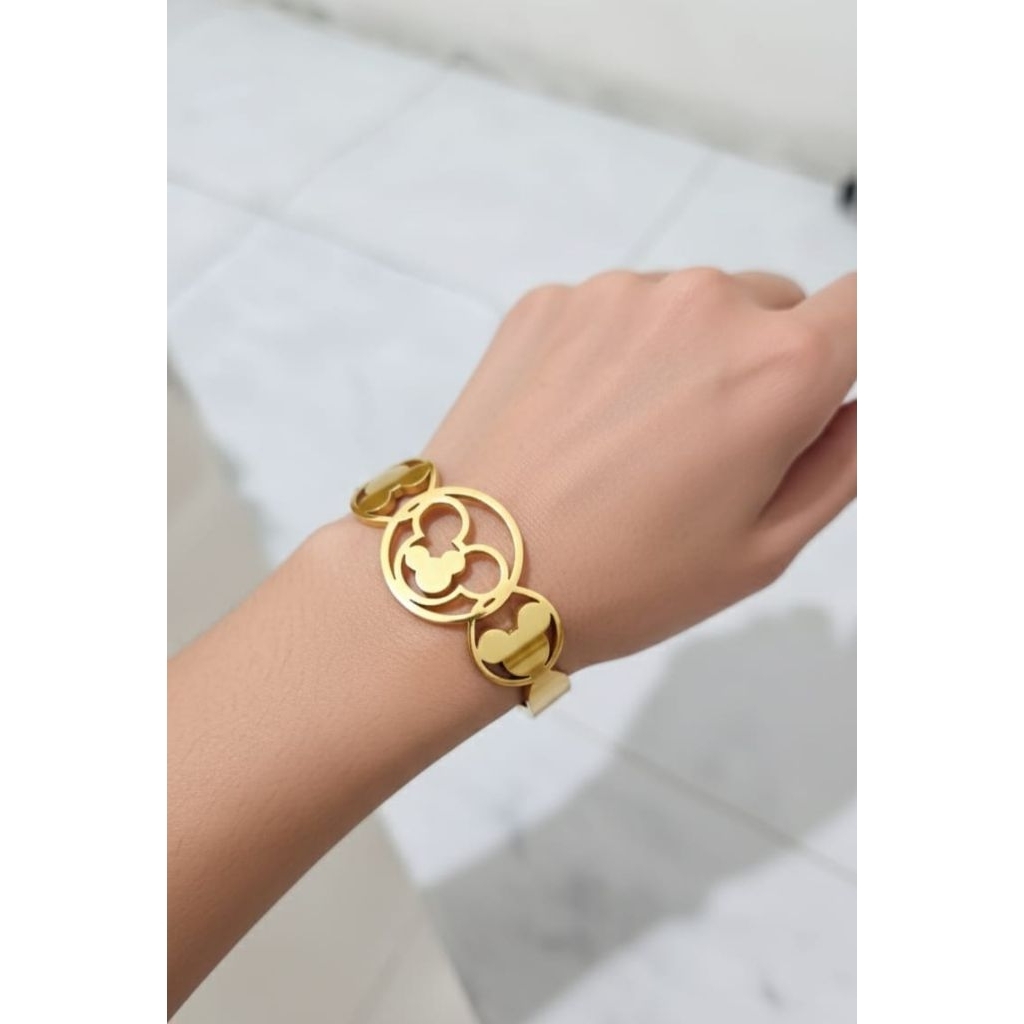 Gelang Tangan Bangle Mickey Titanium Premium