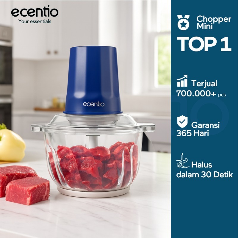 ecentio chopper alat dapur kaca multifungsi 2 liter 6 helai  blender gigi baja spiral food grade gar