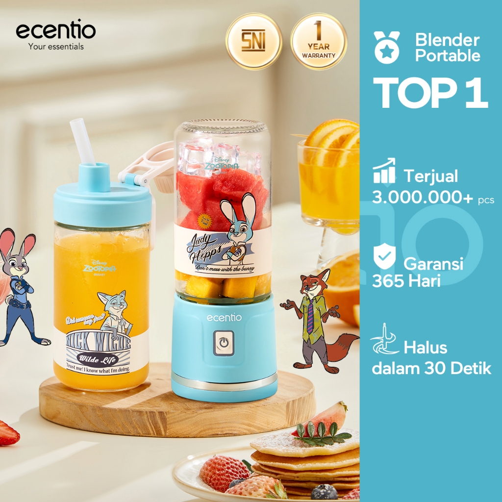 [Disney juicer Series] ecentio juicer blender 18 Pisau 304  juicer Kaca 450ml+450ml zootopia Judy & 