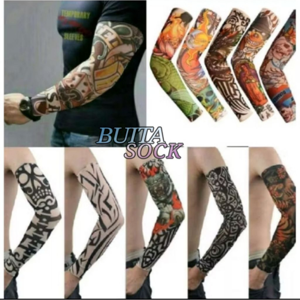 MANSET LENGAN MOTIF TATO ISI 3PASANG/ MANSET PRIA DAN WANITA / MANSET  TATO