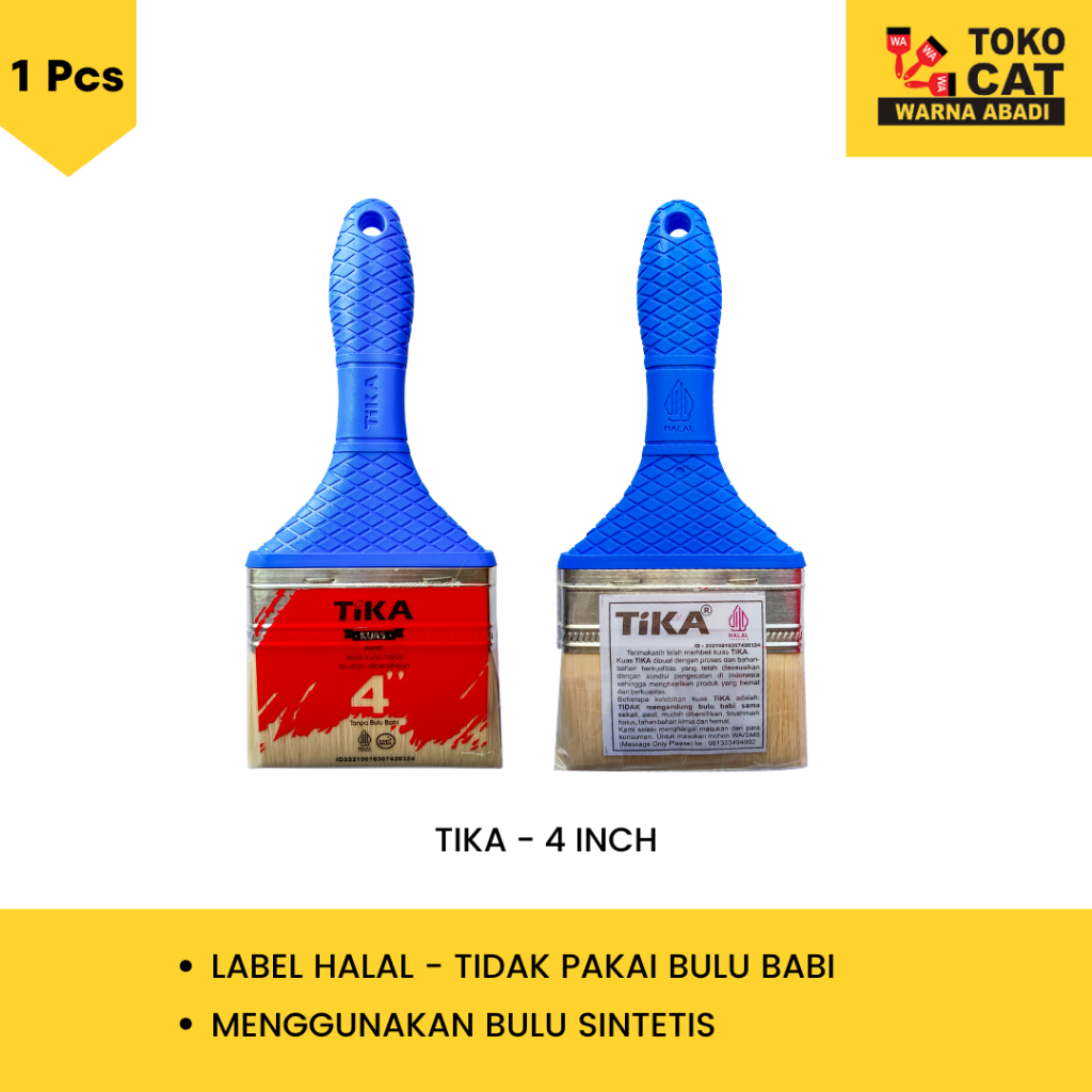 KUAS TIKA 4 INCH ( KUAS CAT TEMBOK,CAT MINYAK, DLL )