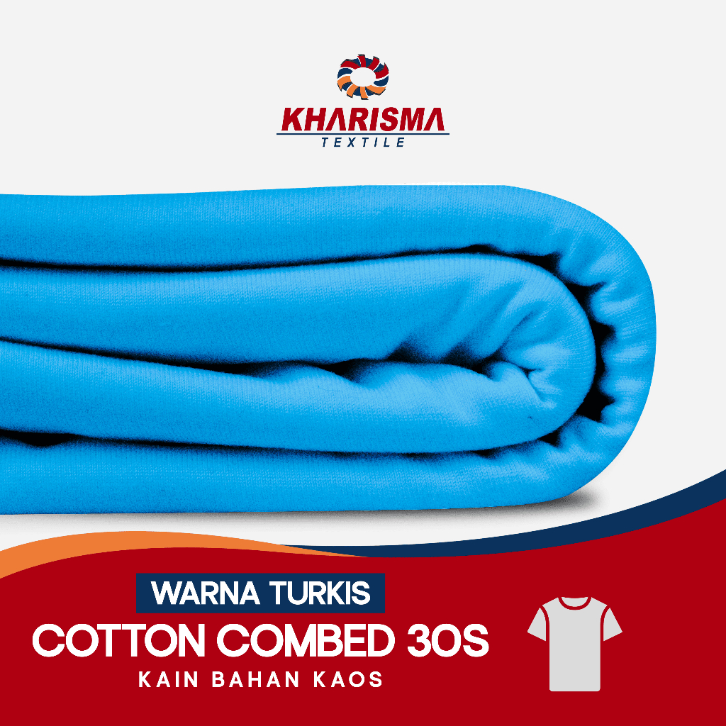 Bahan Kaos Cotton Combed 30s Warna Biru Turkish Kharisma Textile