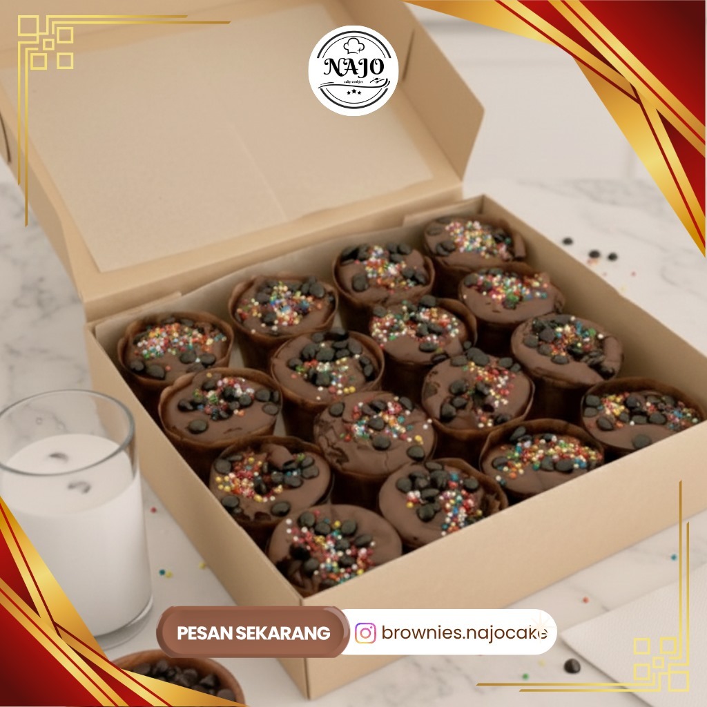 Brownies Panggang Coklat Muffin Cup Choco lembut oleh oleh jogja hampers Najo Cake Kue