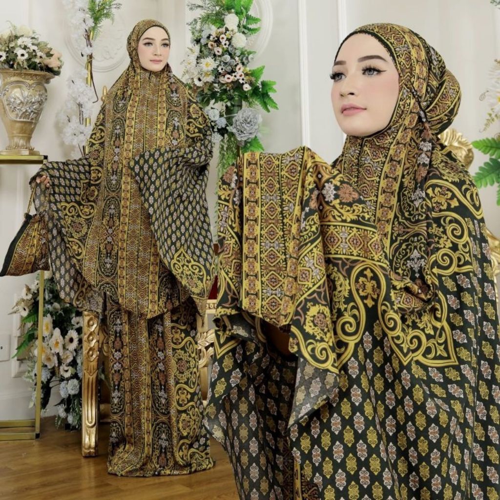 Mukena Arafah Jumbo Katun Rayon Premium | Mukena Jumbo Dewasa Bahan Adem Tebal Motif Batik Etnik Ter
