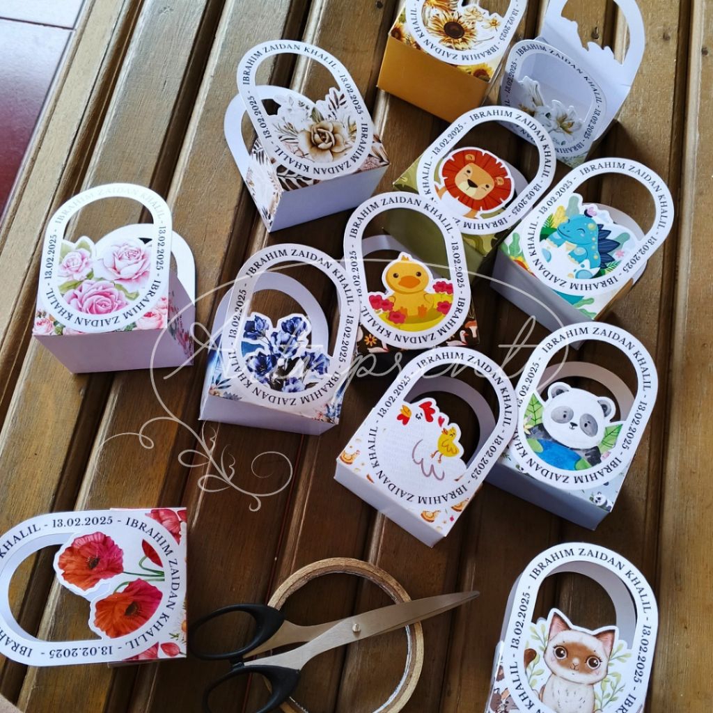 (10pcs) TEMPAT WADAH TELUR AQIQAH CUSTOM PREMIUM TEMA HEWAN DINO DINOSAURUS BEBEK AYAM KUCING PANDA 