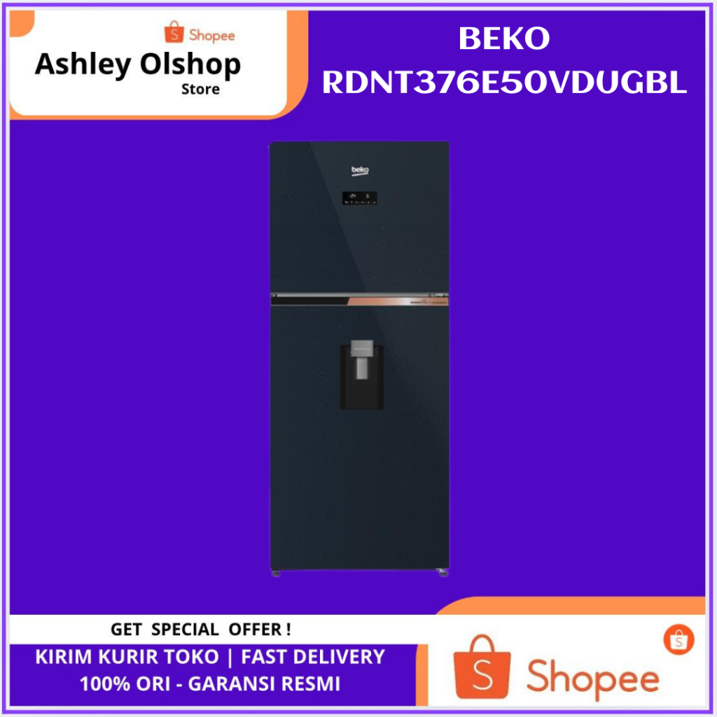 Kulkas Water Dispenser Beko 2 Pintu RDNT376E50VDUGBL 375 Liter Kulkas Beko ProSmart Inverter