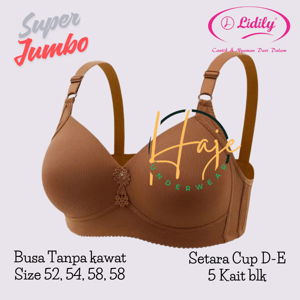 Lidily Bra Super Jumbo Setara Cup E Busa Tanpa Kawat Size 52-58