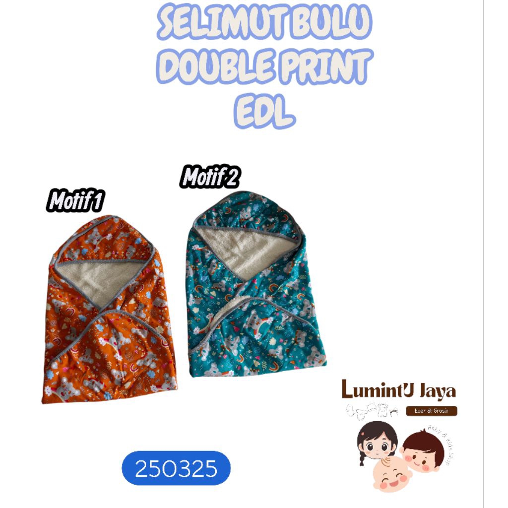 Selimut bulu double print EDL | orange | tosca