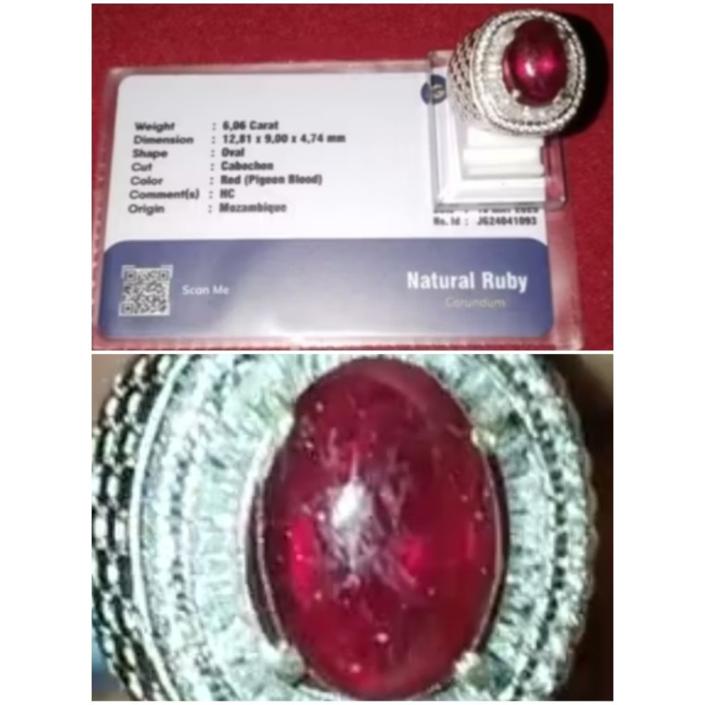 Natural Ruby Pigeon Blood + Memo, Kode A21