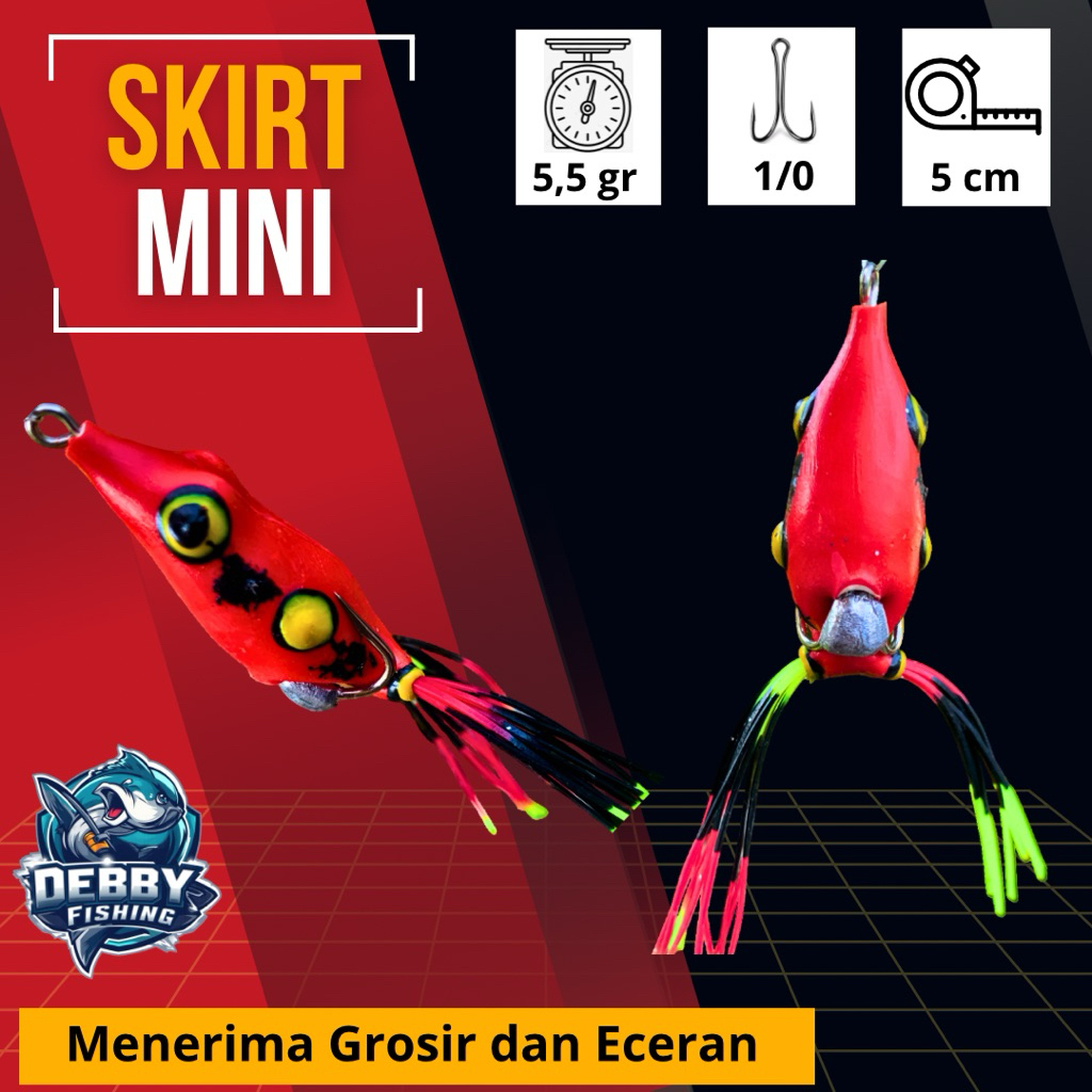 Soft frog spesialis kocolan skirt mini / kecil 3,5cm - 4cm, 4gram hook vmc 1/0 lure umpan tiruan man
