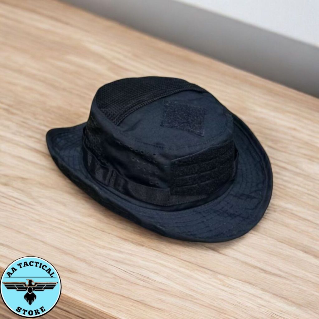 Topi Rimba Tactical Outdoor Pria Hitam Velcro Mesh Premium