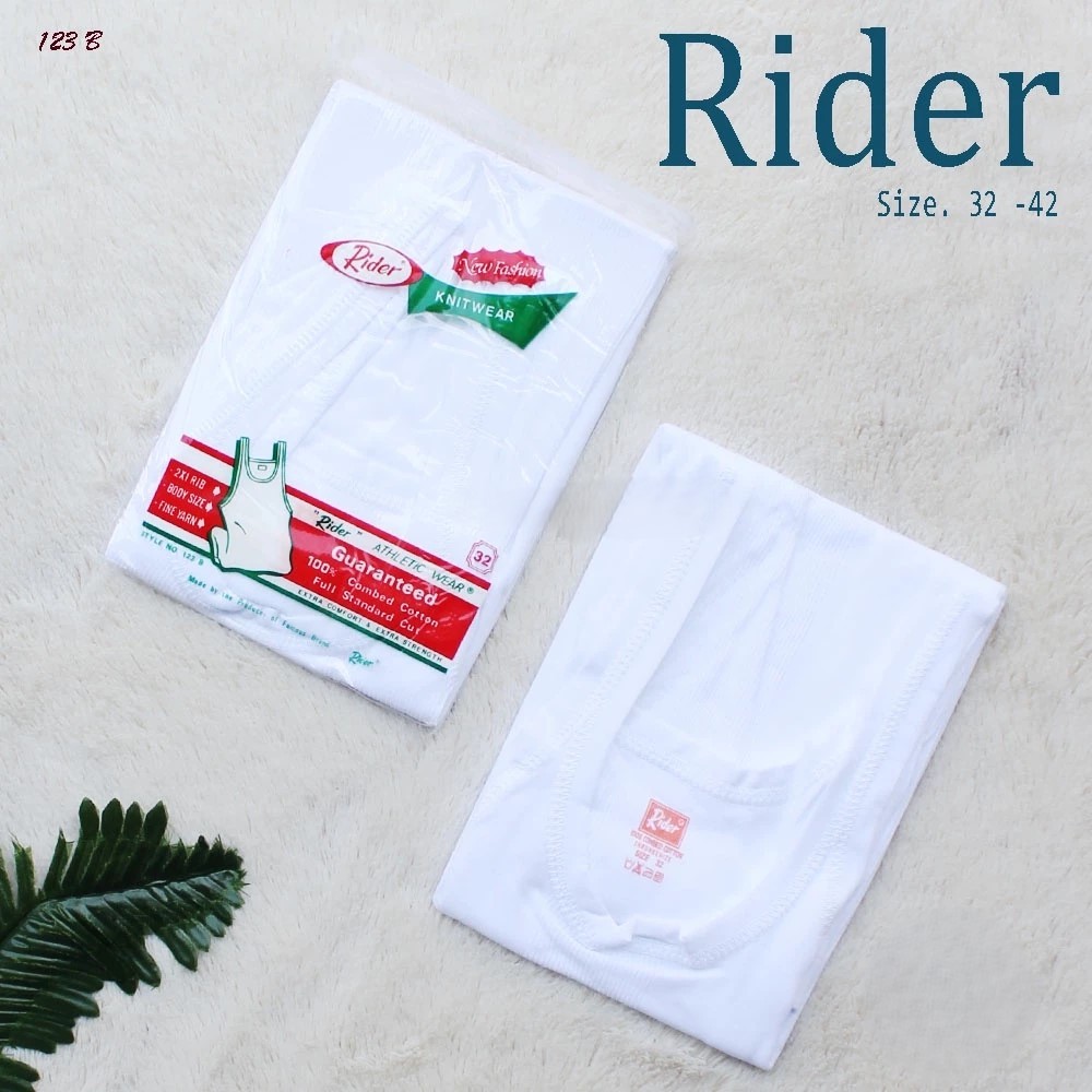 Singlet Rider Pria Original (6Pcs) Katun Putih 100% Sport | Singlet Pria Rider | Singlet Dewasa Pria