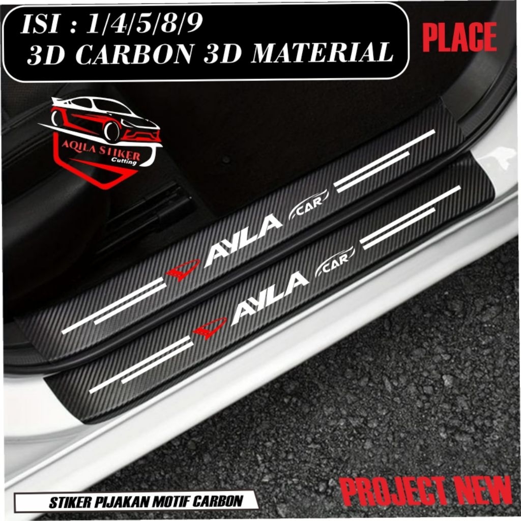 Stiker Pijakan Kaki Lantai Mobil alya Variasi Karbon 3D Anti Air - Cod 9 pcs Car
