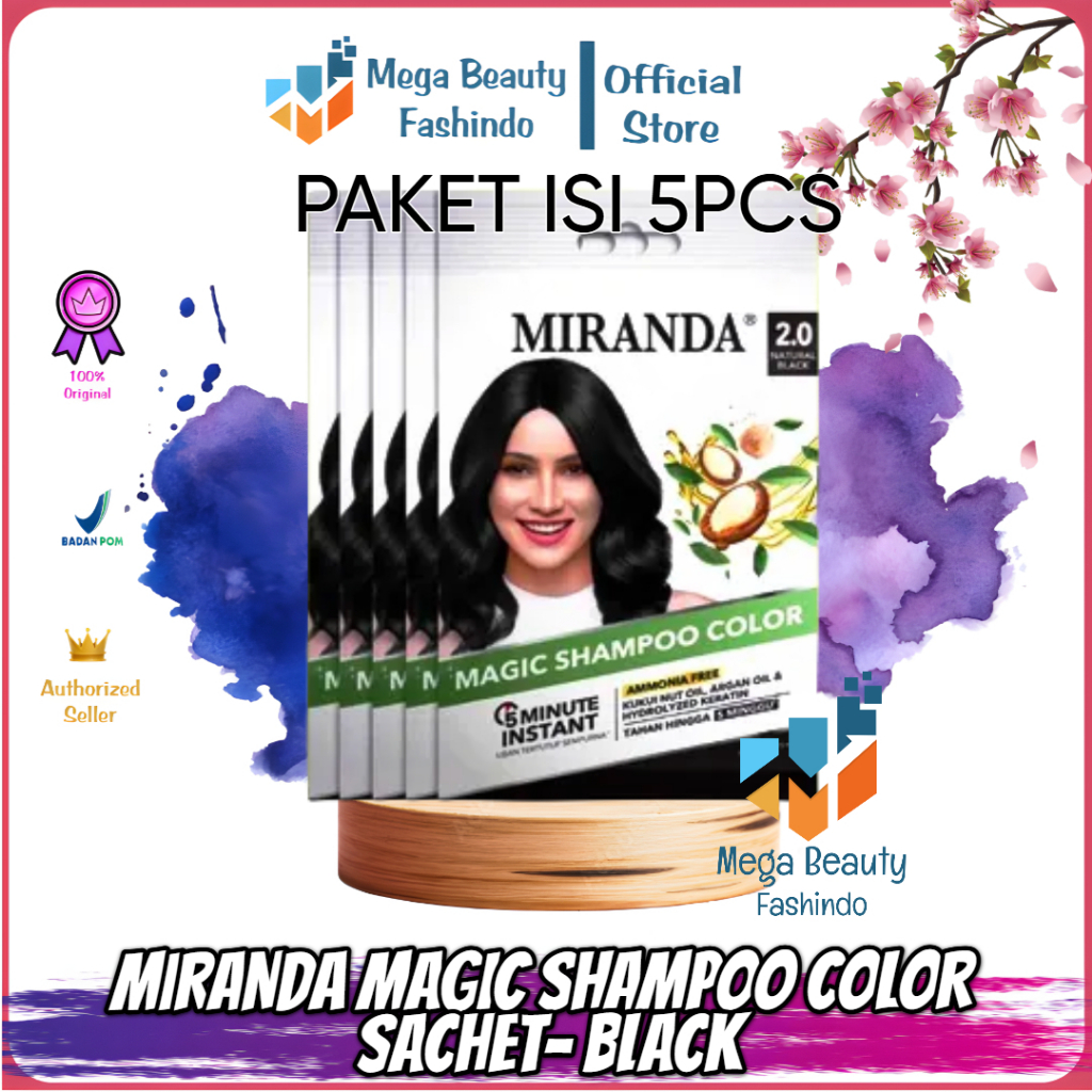 Miranda Magic Shampoo Color SACHET | Pewarna Rambut Instan - Black