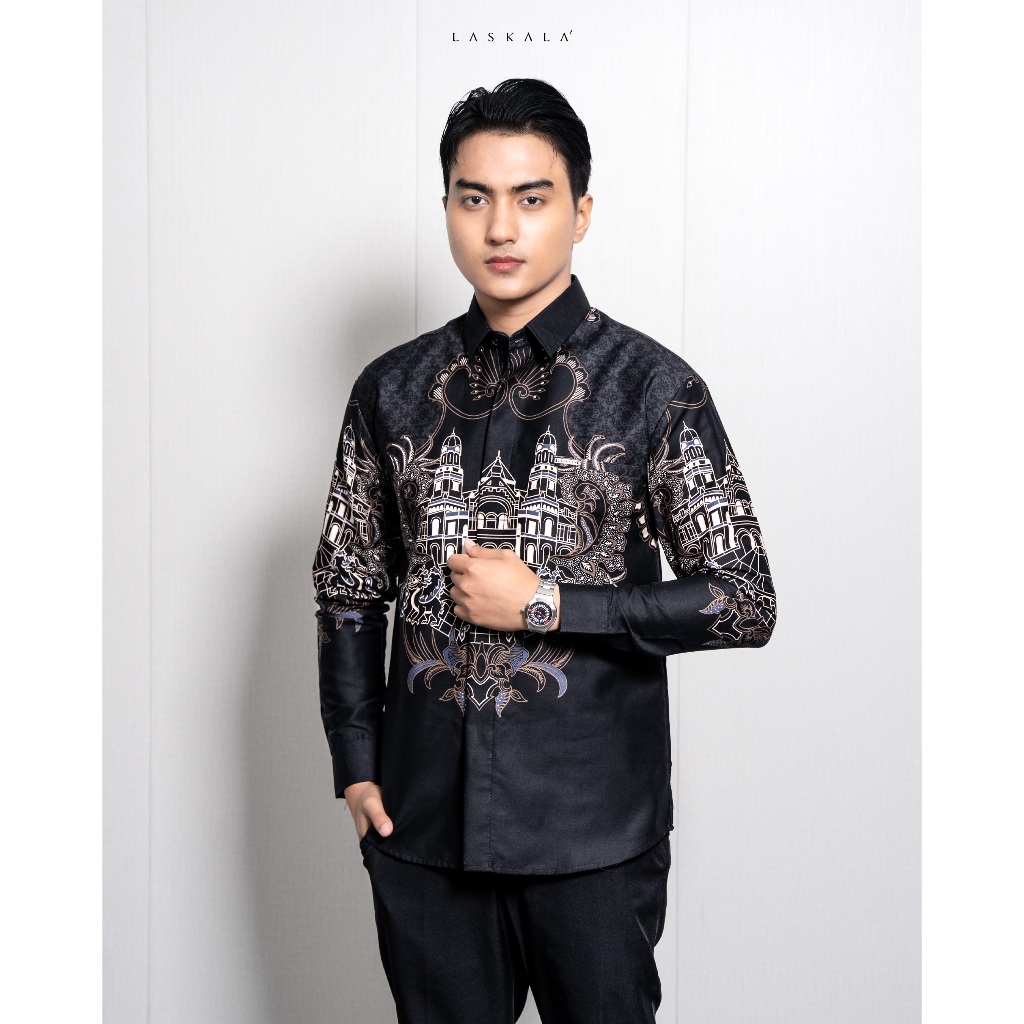 BESTPROMO LASKALA BATIK PREMIUM LAWANG SEWU KEMEJA BATIK PRIA SLIMFIT LENGAN PANJANG