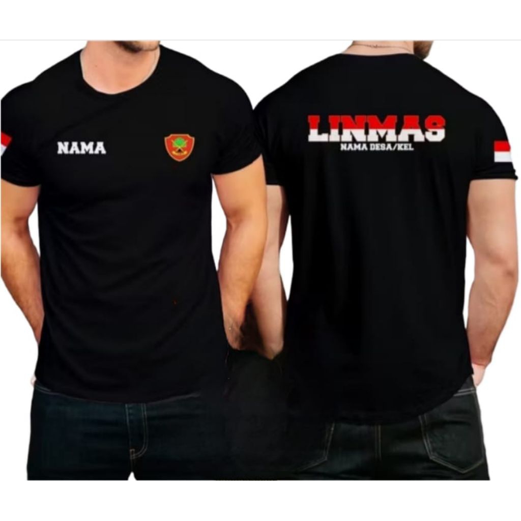 Kaos Hitam Linmas Free Nama & Costum Kaos Distro Unisex