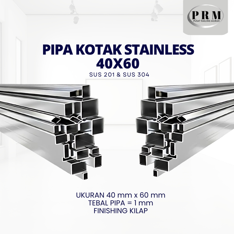 PIPA KOTAK STAINLESS 40 X 60 SUS 201 304 HOLLOW STAINLESS