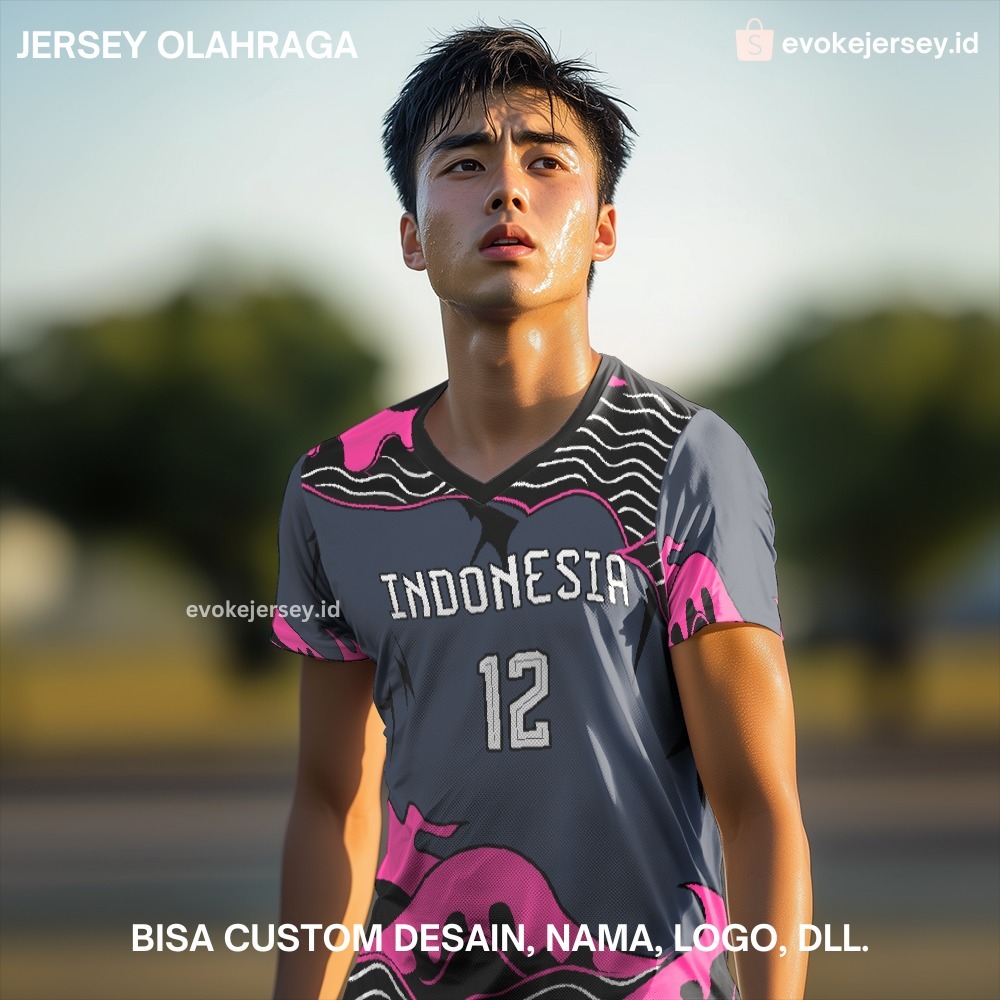 Kaos Jersey Basket Hitam Abu Pink Motif Ombak 149 - Jersey Olahraga Custom