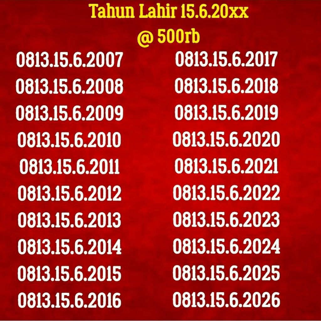 Nomor Cantik Simpati 11 DIGIT Tahun Lahir Tgl 15 Bln 6