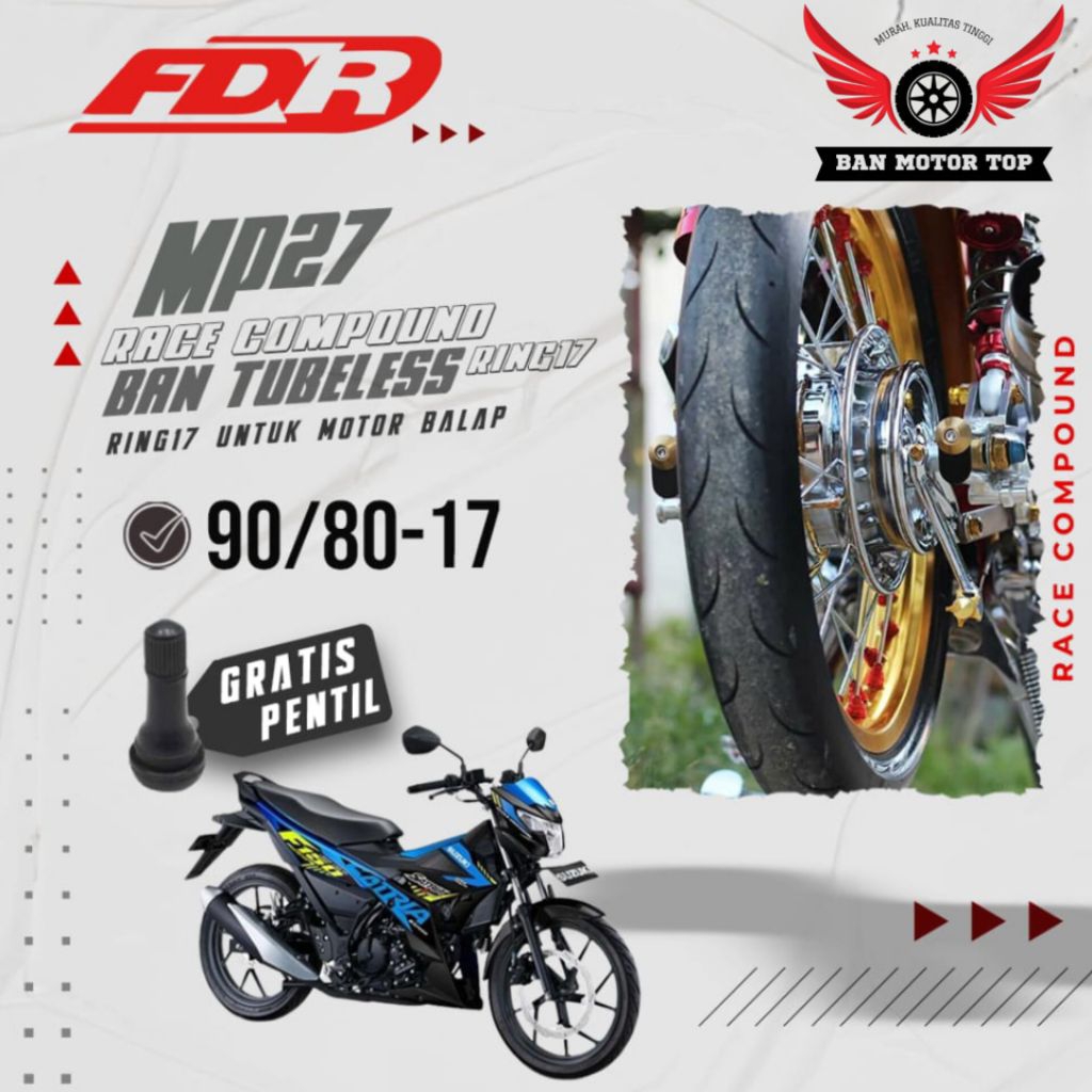 Ban Motor RACE COMPOUND FDR SPORT MP27 Ring 17 90/80-17 Tubeless Soft Compound Satria Fu Vixion Depa