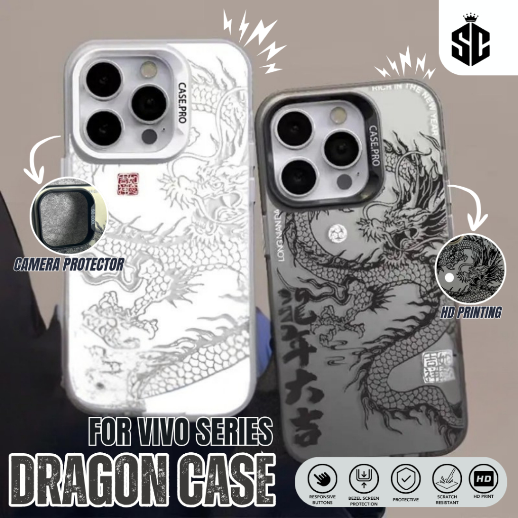 Case Premium Matte Dragon Vivo V29 5G / V29 PRO / V30 / V30 PRO / Y100 5G TPU Full Cover Hard Case