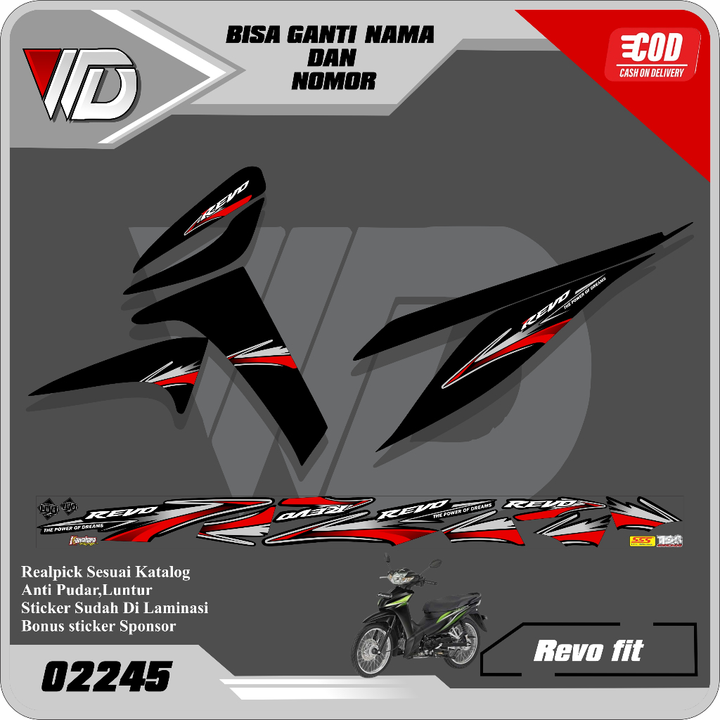 REVO FIT STIKER STRIPING MOTOR KEREN LIS VARIASI REVO FIT HONDA RACING (02245)