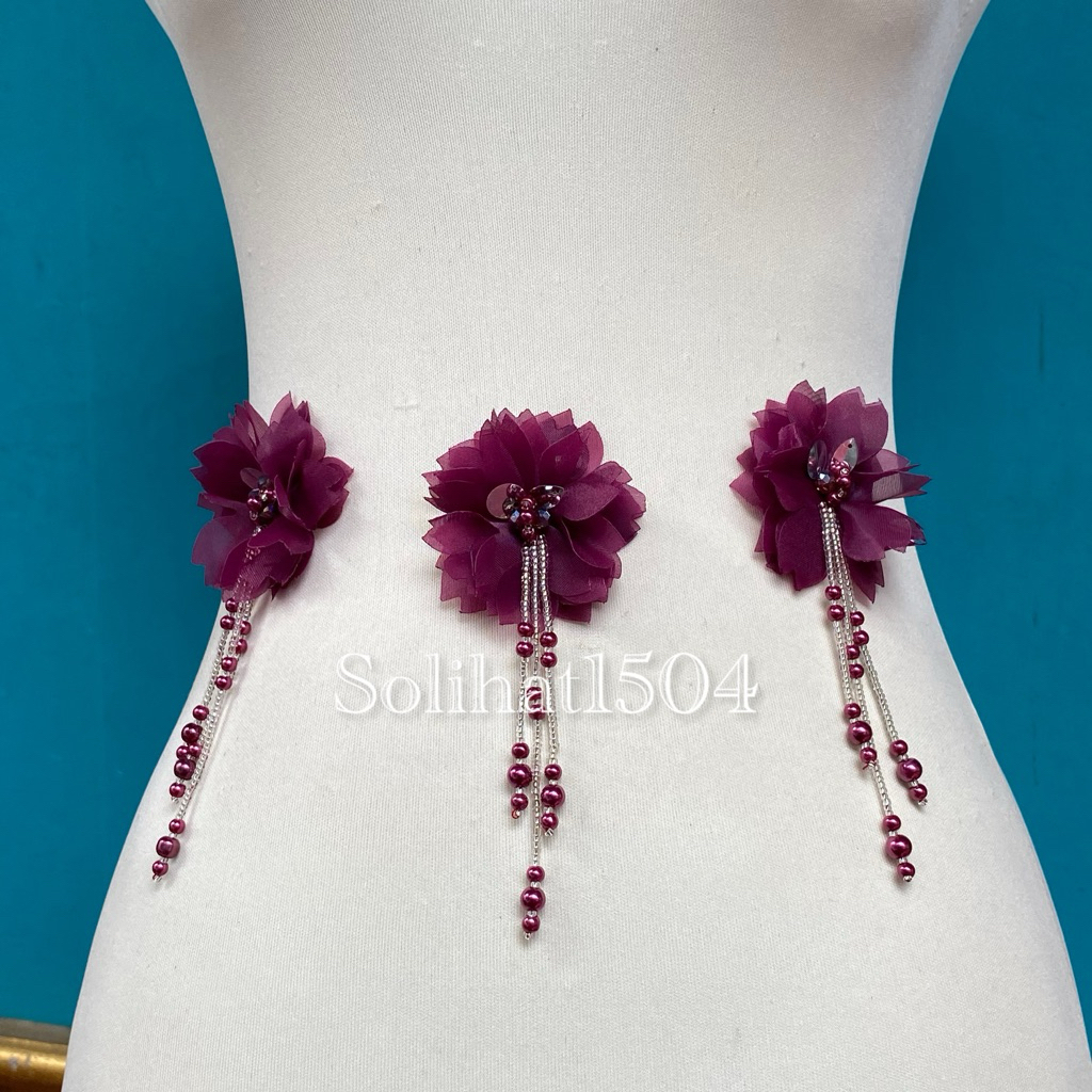 Aplikasi bunga juntai cantik/bunga hiasan kebaya