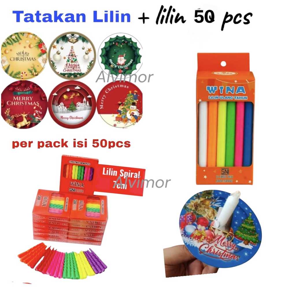 Paket Tatakan Lilin Natal 50pcs Lengkap Lilin Natal 50pcs/ Aksesoris souvenir Natal