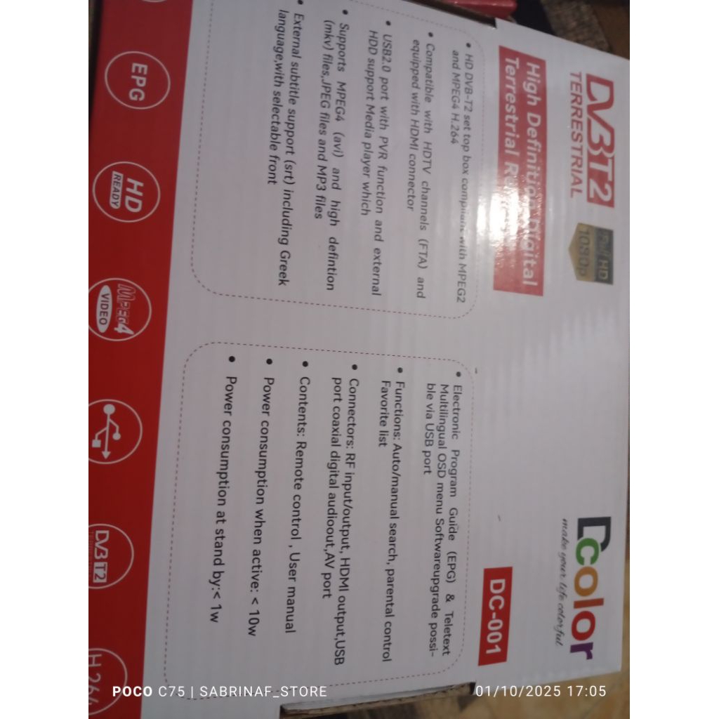 set top box colour DV3T2 DC-001