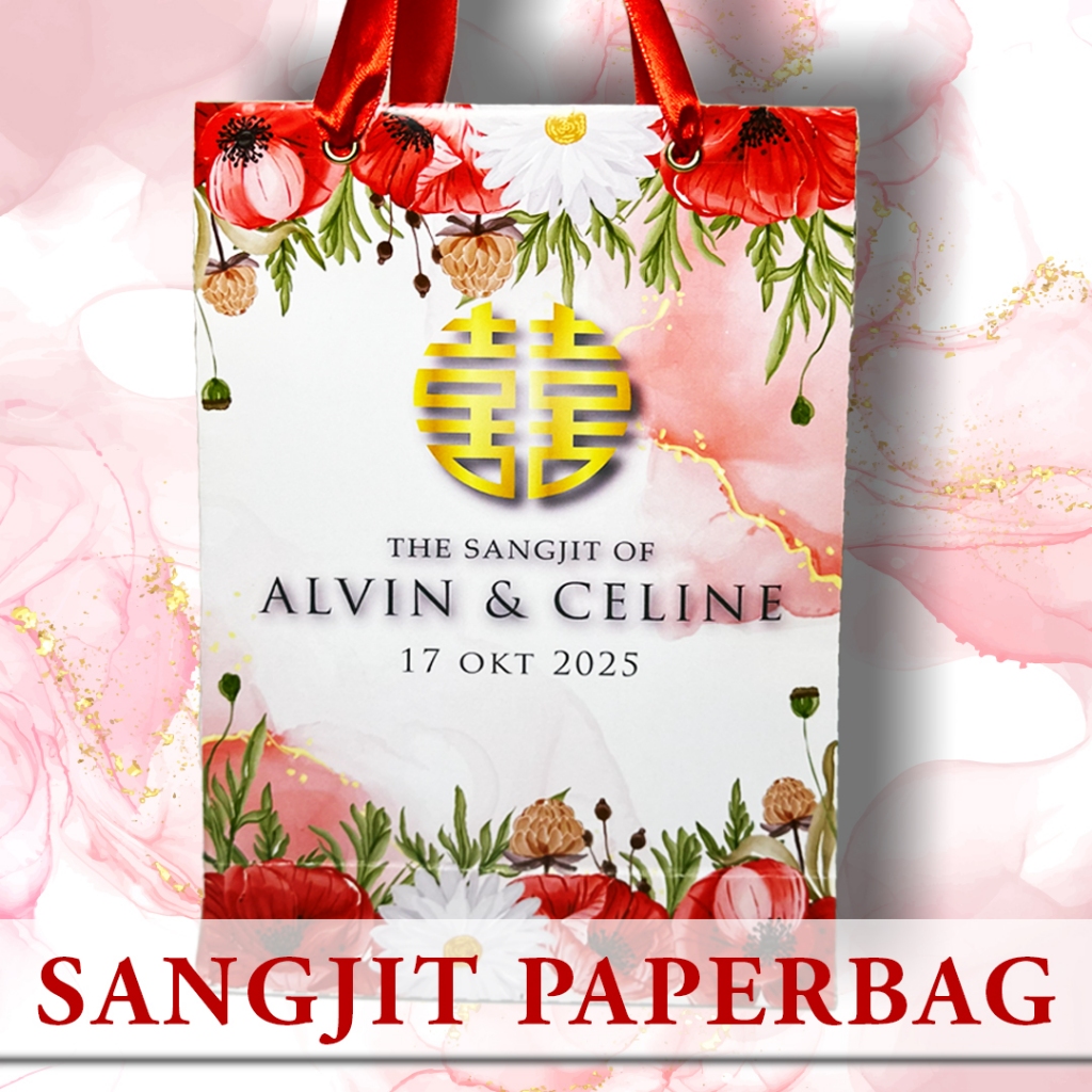 Paper Bag - Paperbag Sangjit / Wedding Souvenir Box (Custom Nama)