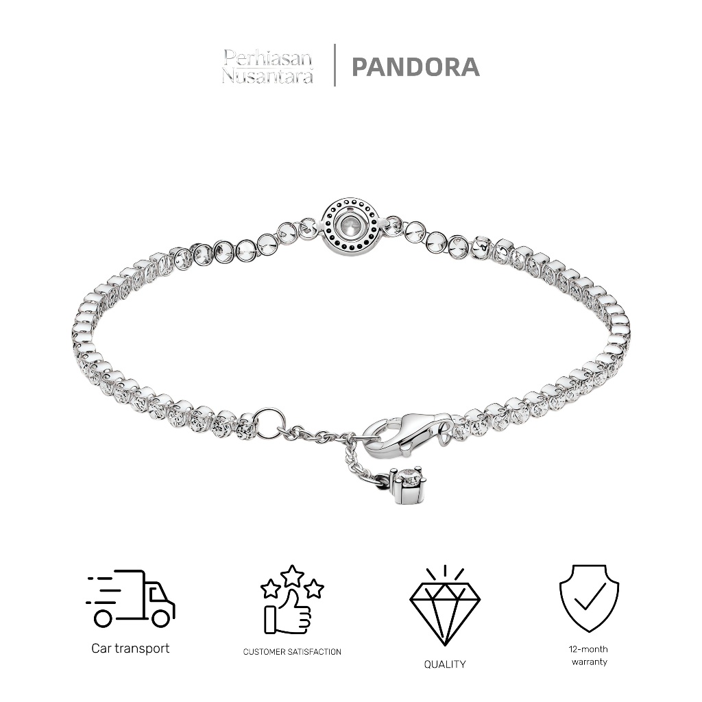 Perhiasan Nusantara-Gelang Tenis Flash Halo Gelang Silver Kristal Elegan, Aksesoris Mewah Hadiah Ist