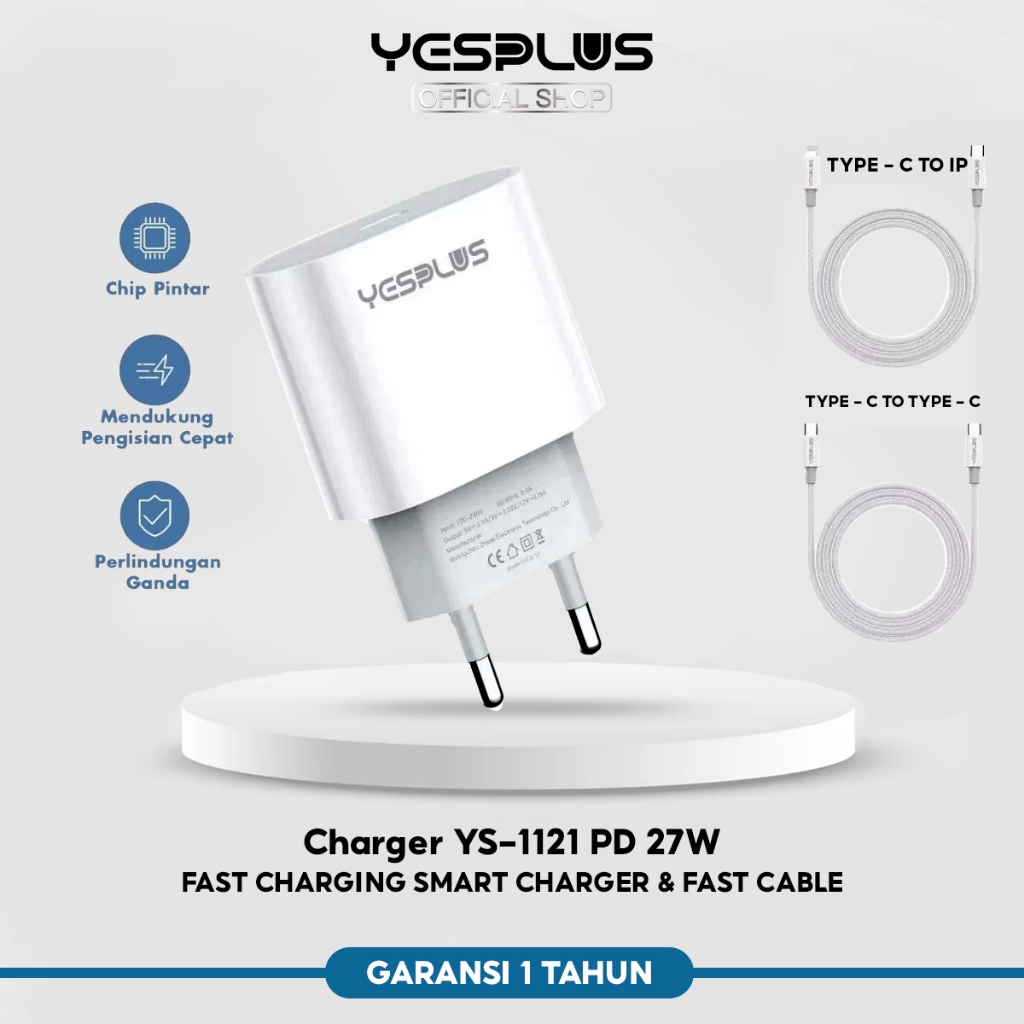 YESPLUS Charger YS-1121 PD 27W Fast Charging Smart Charger & Fast Cable