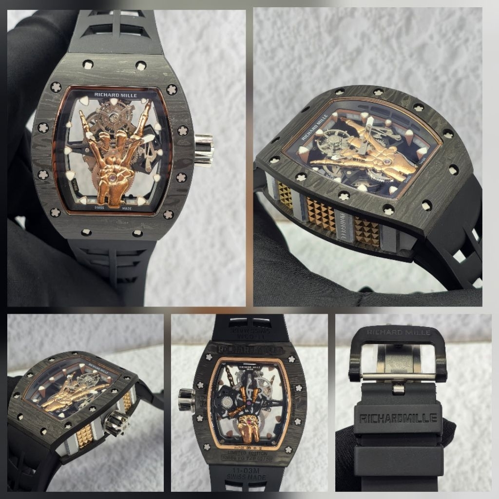 Jam tangan METAL RM 66 Rubber body carbon automatic
