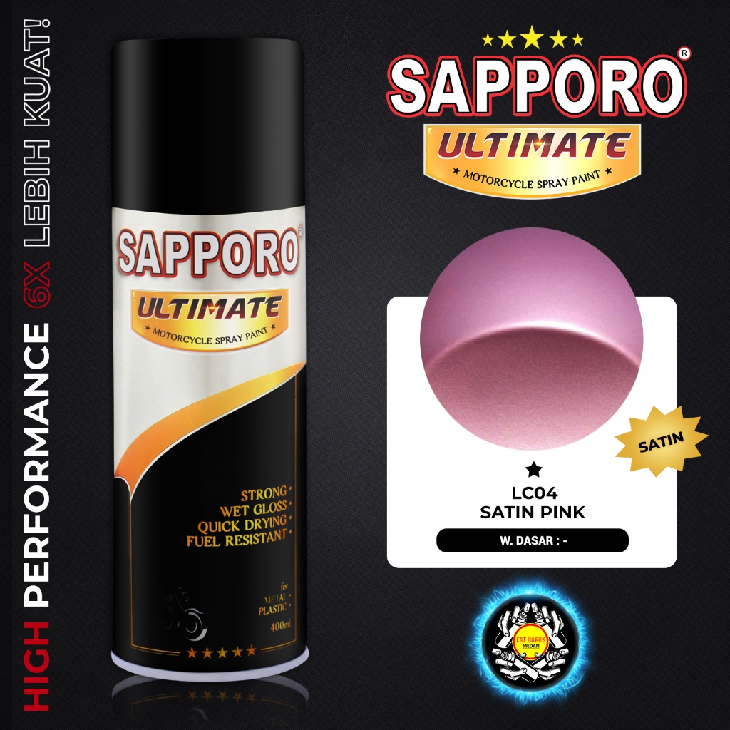 CAT SEMPROT SAPPORO ULTIMATE LC04 SATIN PINK WARNA MERAH MUDA PINK SEMI CHROME DOFF LC 04 CAT MOTOR 