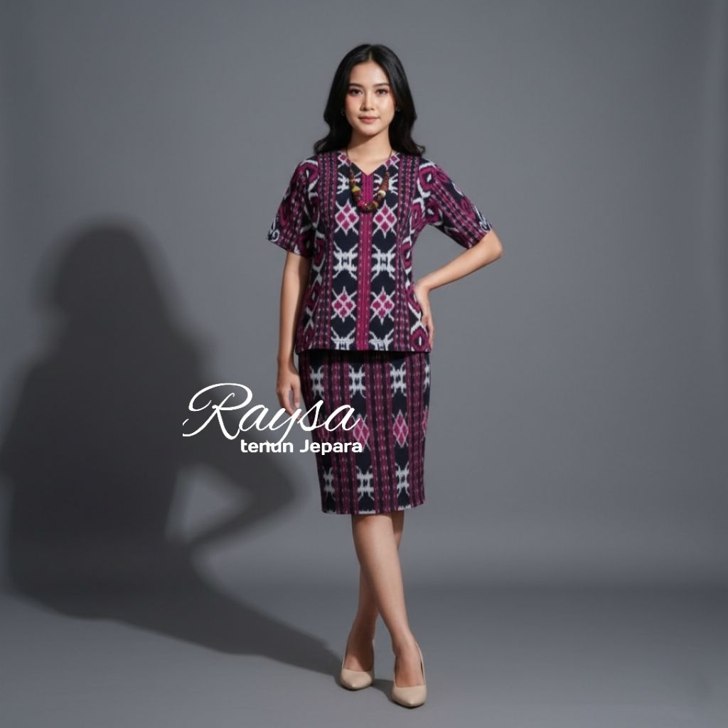 baju tenun seragam kantor_baju setelan rok blouse_baju formal