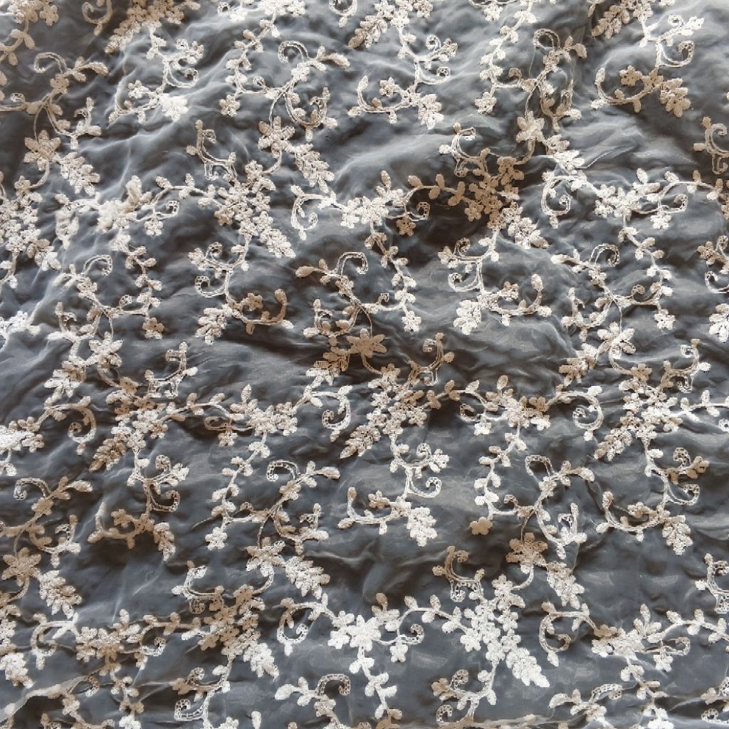 kain organza bordir motif | Harga/0,5m | kain organza bordiran timbul | bahan organza bordir meteran