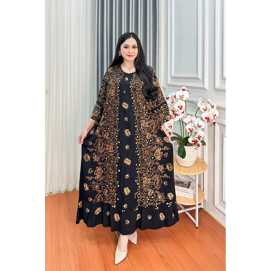 DRESS JUMBO MOTIF BUNGA WANITA LD 130 CM GAMIS FASHION DASTER BUSUI GAMIS RAYON PREMIUM OVERSIZE