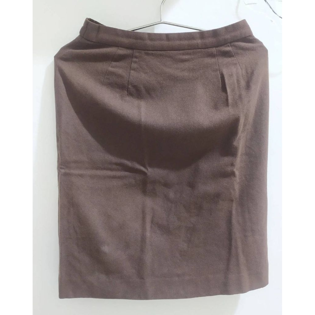 Preloved Midi Rok Span Bludru Coklat