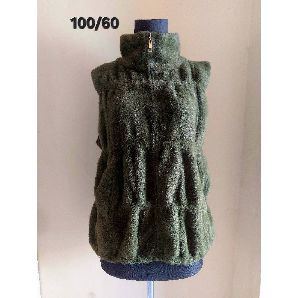 Vest Rompi Fuzzy Turtleneck Warna Hijau Army